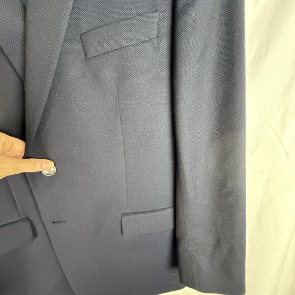 JOSEPH ABBOUD 46R Suit Jacket Blazer Super 100 Blue Wool‎ Modern Fit EUC - Picture 7 of 14